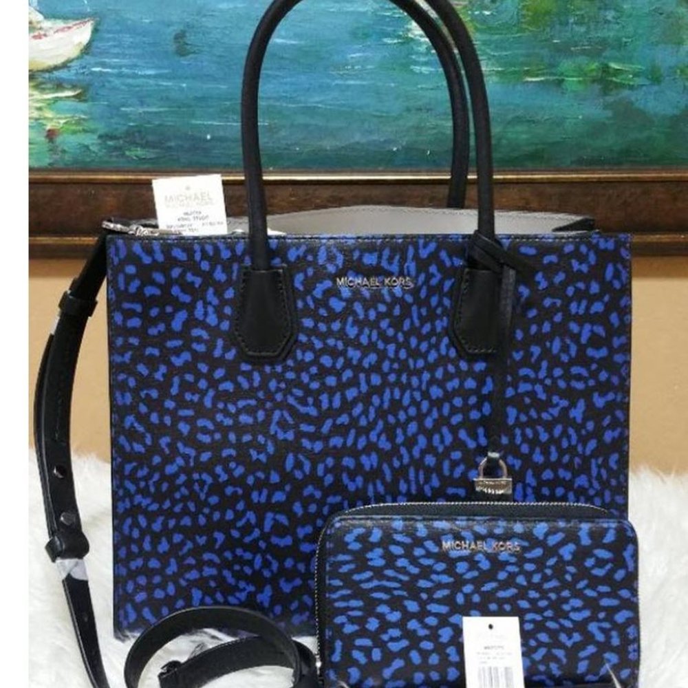 Michael Kors Mercer feather large satchel tote wallet set